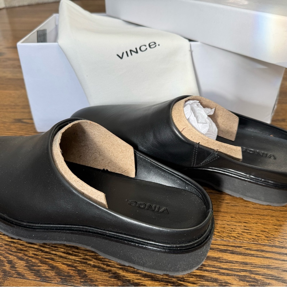 Vince Black Leather Slip-On Shoes